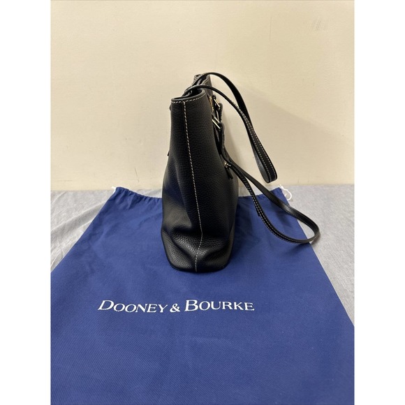 Dooney & Bourke Black on Black Pebble Leather Shopper Tote Bag Purse FS Charity - Picture 5 of 16